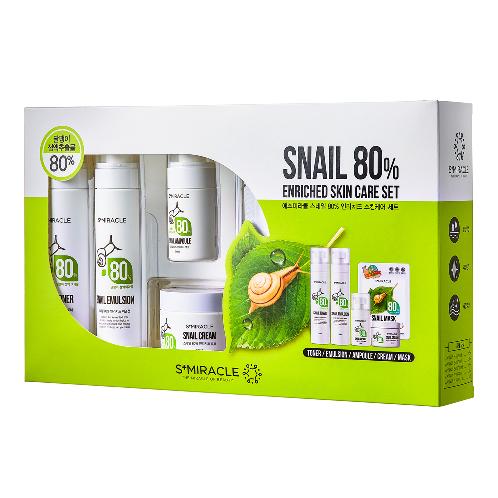 S+MIRACLE SNAIL80% ENRICHED SKIN CARE SET helps smooth out the skin and keep it neat and moisturized
