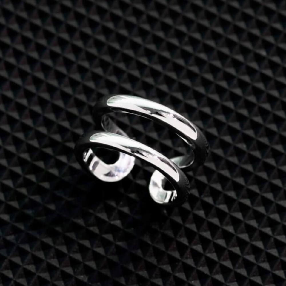 925 Silver Double Band Layered Free Size Open Ring